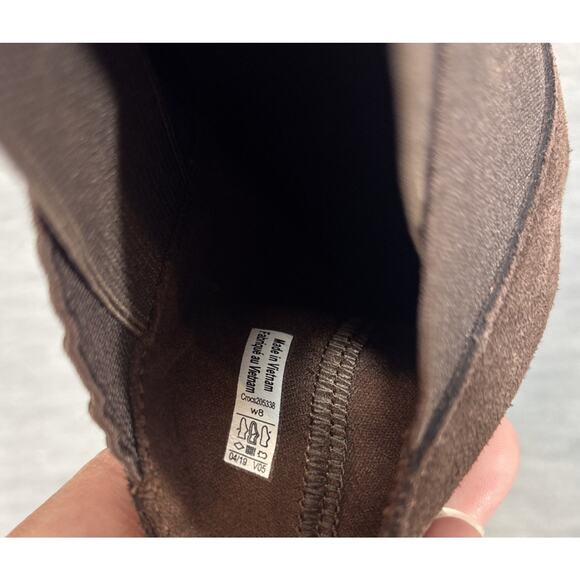 Crocs Dual Comfort Leigh Ankle Boot Women's Espresso Brown Suede Wedge Heel Sz 8 - Picture 10 of 10